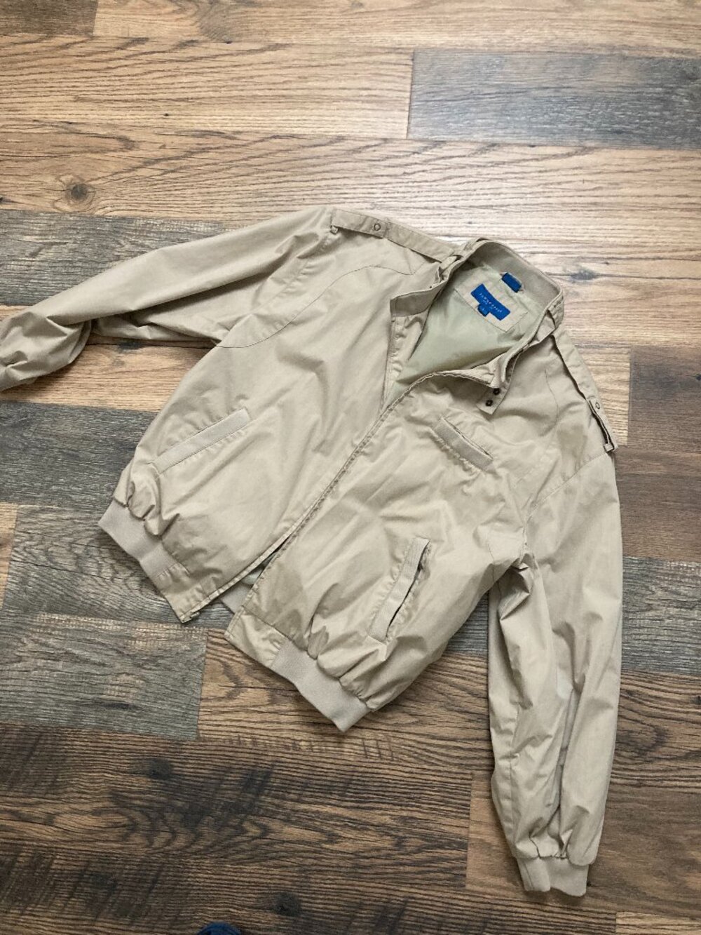 Towncraft Vtg Bomber Jacket Men's Large Beige Zip Elastic Waist 80s 90s Retro